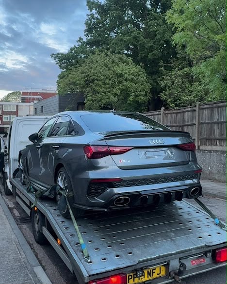 Audi RS3 on flatbed