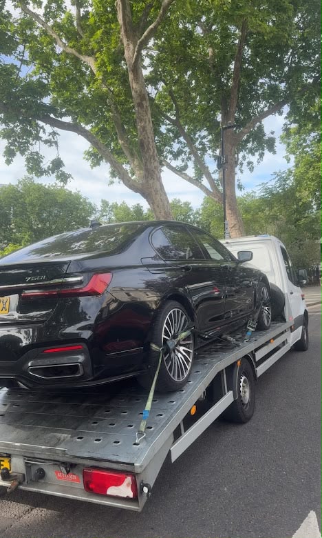 BMW 7 Series on flatbed
